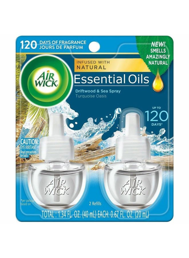Air Wick Plug in Scented Oil Refill, 2ct, Turquoise Oasis, Essential Oils, Air Freshener - Image 1